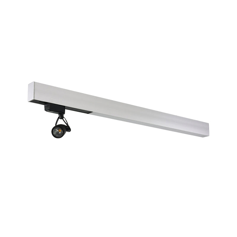 Luz de colgante rectangular blanco de metal minimalista 1 iluminación de mancha de oficina con articulación giratoria