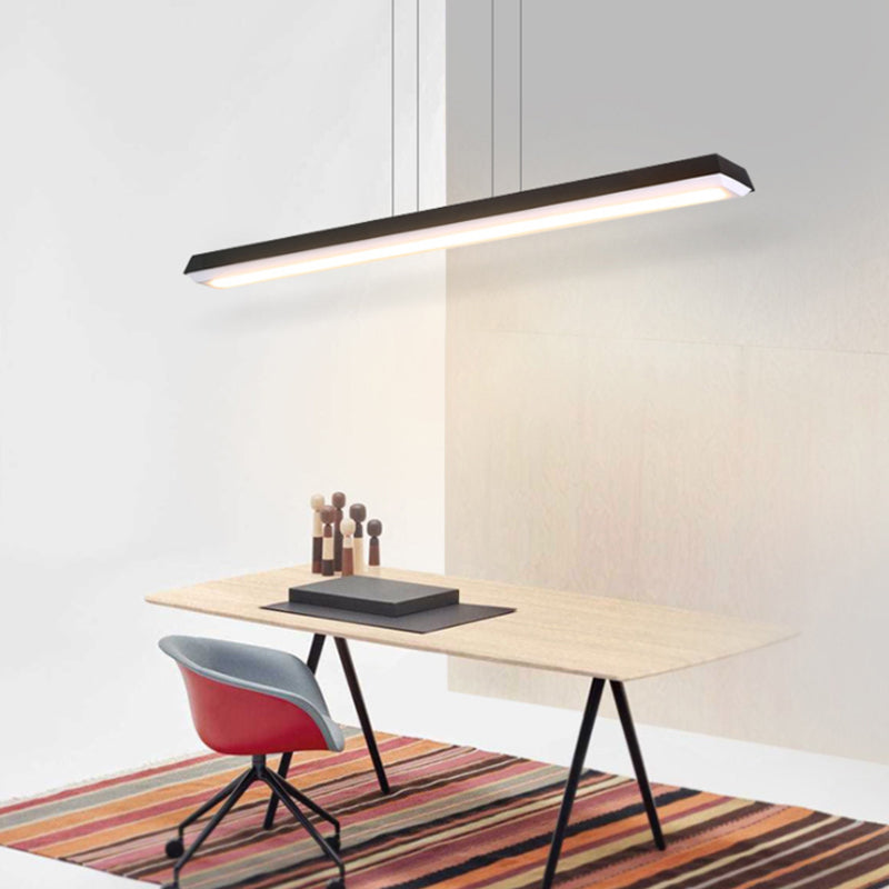 Éclairage pendentif de bureau LED avec mince kit de lampe à suspension moderne et linéaire rectangulaire linéaire pour le bureau