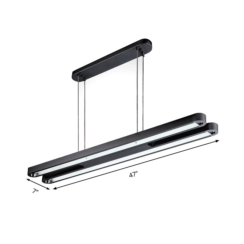 Längliche ovale Metallanhänger Beleuchtung zeitgenössischer LED schwarz hängende Deckenlicht in weiß/warmem/natürlichem Licht