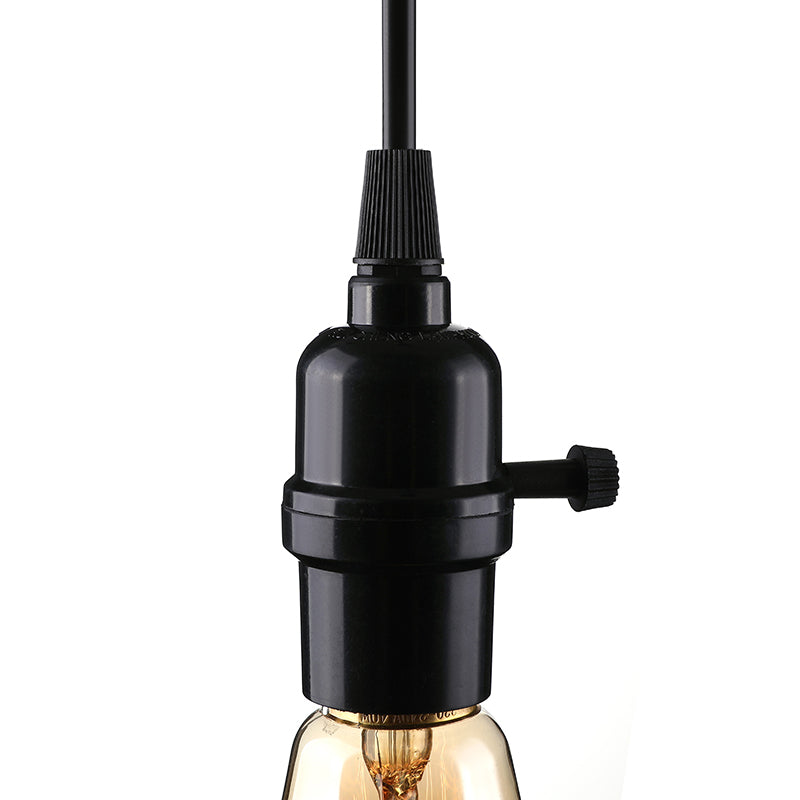 Black Exposed Bulb Hanging Lamp Industrial Metal 1 Head Restaurant Ceiling Fixture with Adjustable Cord