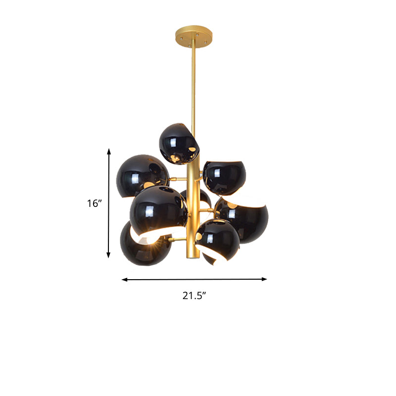 Gestapeld eenvoudige stijl op hangende kroonluchter licht met koepel metalen schaduw 10/13 Lichten zwart/wit hangend licht voor eetkamer