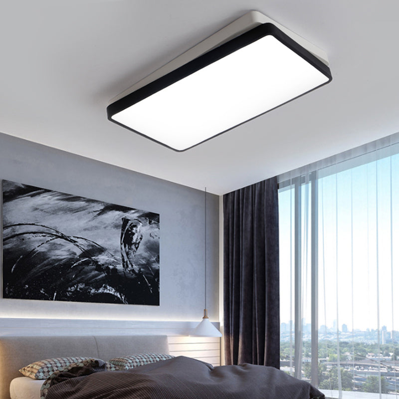 Plafonnier LED carré/rectangulaire noir en métal nordique pour chambre à coucher en blanc chaud/blanc, 11"/19"/35,5" de large