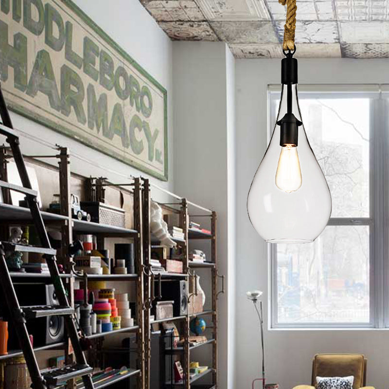 Klare Glasurne/Trapez -Anhänger Beleuchtung Industriestil 1 Licht Schlafzimmer Hanging Leuchte mit verstellbarem Seil