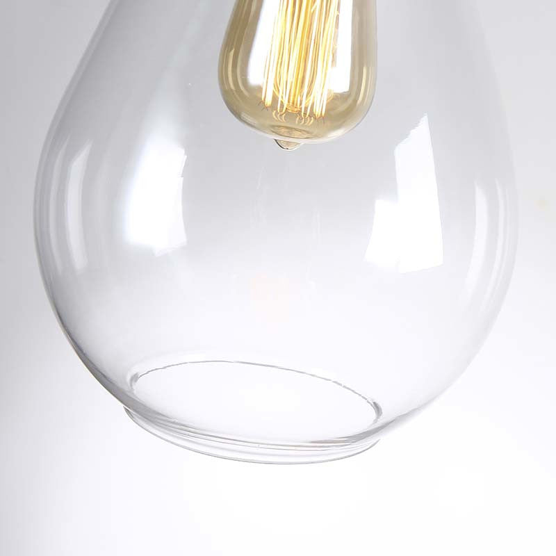 Clear Glass Urn/Trapezoid Pendant Lighting Industrial Style 1 Light Bedroom Hanging Light Fixture with Adjustable Rope