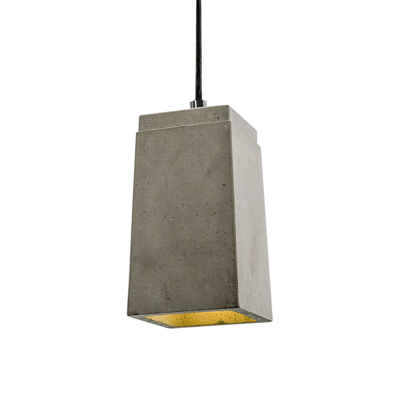 Contemporary Rectangle/Hexagon Pendant Light 1 Light Concrete Ceiling Light Fixture with Adjustable Cord in Grey