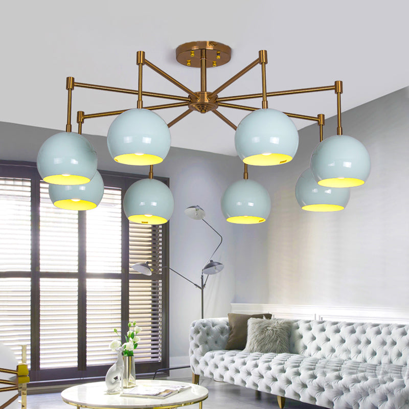 Dome Techo Costeo Luz Macron Metal 3/6/8 Luces Blue Chandelier Iluminación para dormitorio