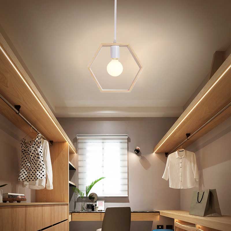 Dreieck/Quadrat/sechseckiger Tropfen Anhänger zeitgenössischer Holz 1-Licht Schlafzimmer Deckenleuchte