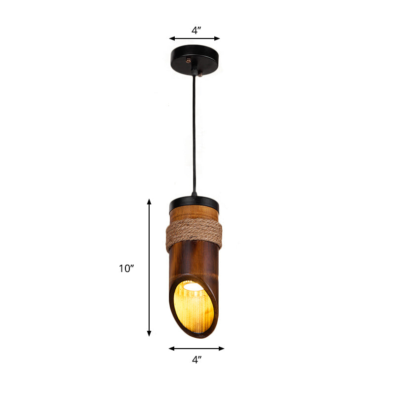 Lámpara de luz para colgar tubbo de bambú ALTABLE 1 Lámpara colgante de techo de bulbo con cuerda