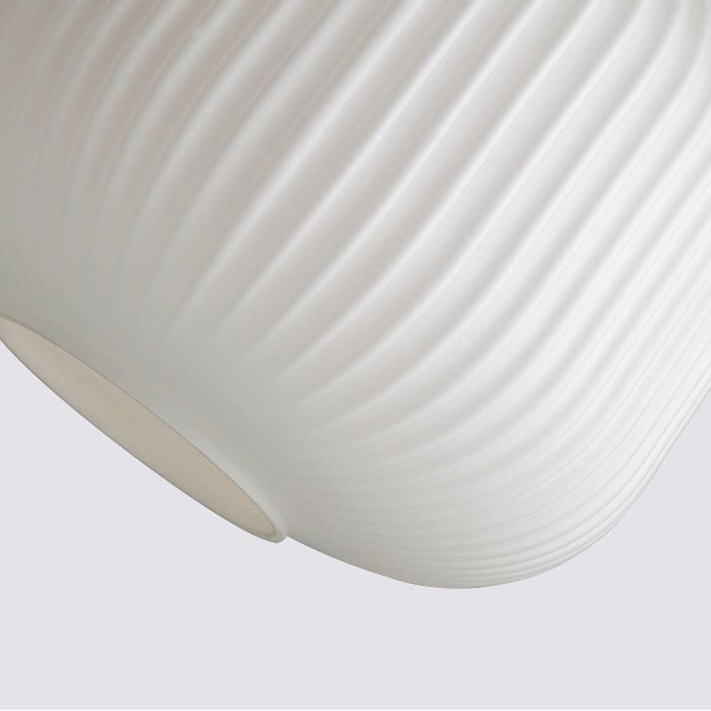 5.5"/8"/12" W Cylinder Pendant Light with Milk Glass Ribbed Shade Modern 1 Light Restaurant Ceiling Fixture in White