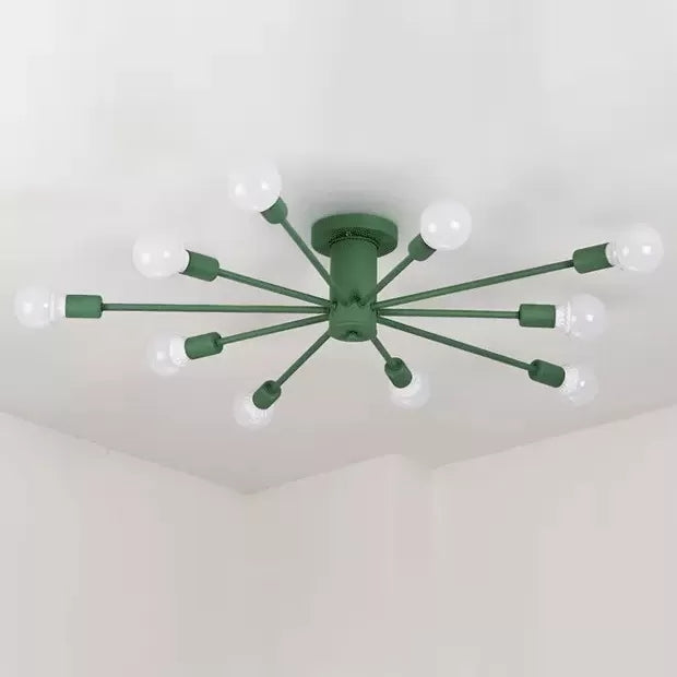 Modern Ceiling Lights for Bedroom, 10-Light Sputnik Semi Flush Mount Lighting for Kids, 8" High x 48" in Diameter