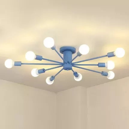 Plafonniers modernes pour chambre à coucher, éclairage semi-encastré Spoutnik à 10 lumières pour enfants, 8" de haut x 48" de diamètre