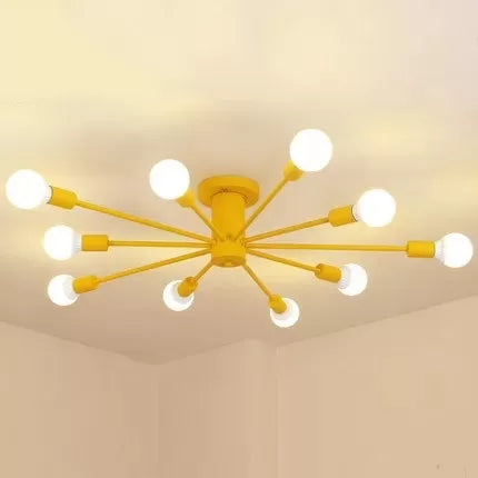 Plafonniers modernes pour chambre à coucher, éclairage semi-encastré Spoutnik à 10 lumières pour enfants, 8" de haut x 48" de diamètre