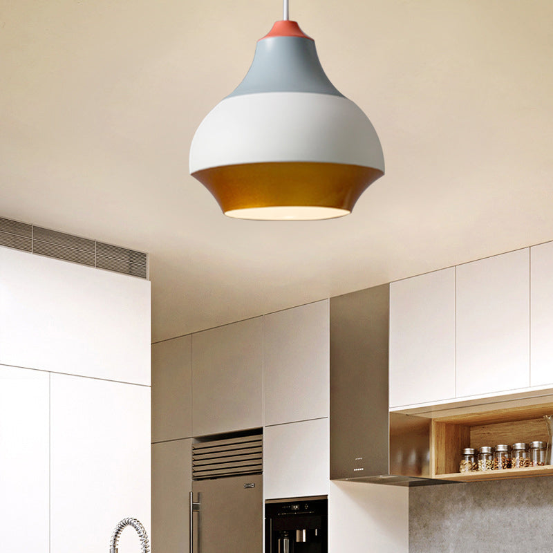 Urn Hanging Light Modern Metal 1 Light Grey/White/Green Pendant Light for Bedroom