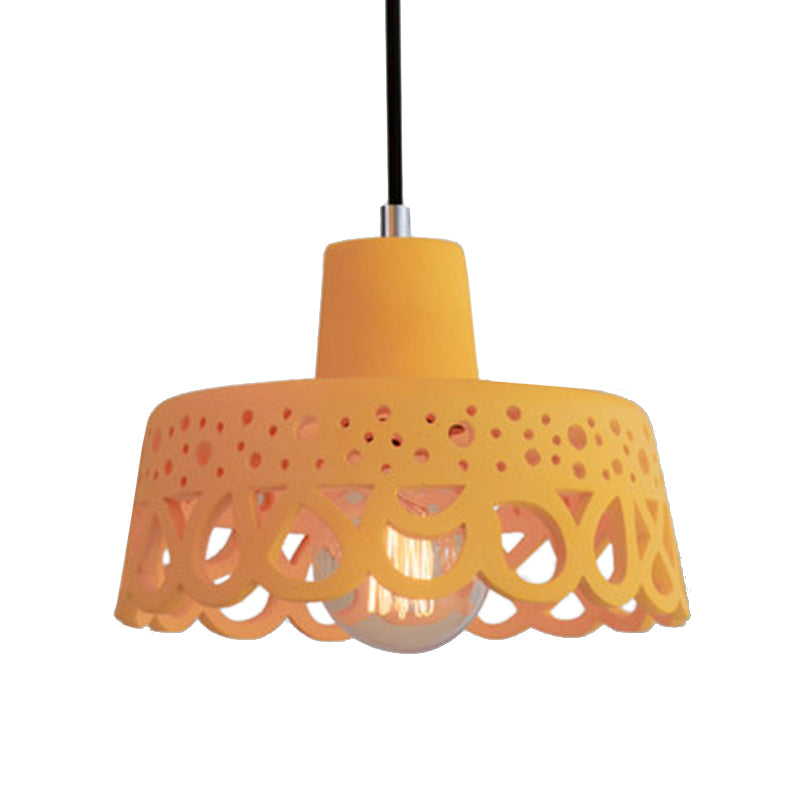 Iluminación colgante grabada en hormigón de estilo nórdico 1 luz colgante de gris claro/blanco/amarillo con tono geométrico/campana/acampanado