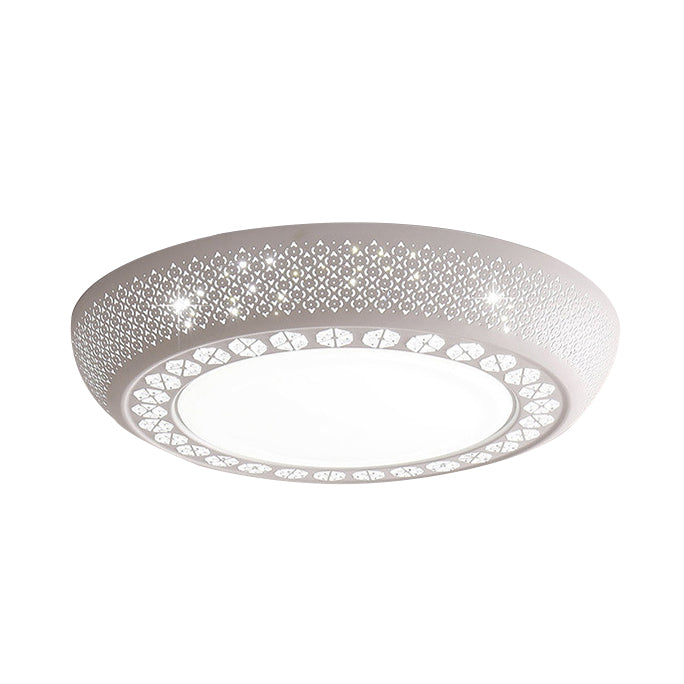 23"/42"/35" Wide Drum Shade Flush Mount Modern Acrylic White Ceiling Lighting with Crystal Accent for Bedroom Living Room