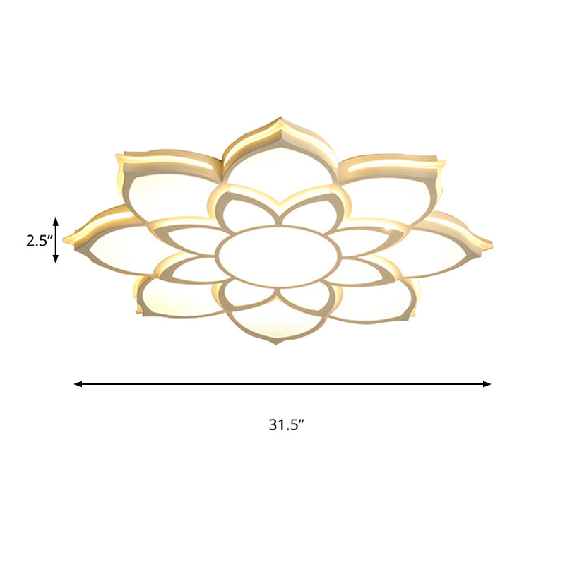 Blume Flush Mount Moderne Metall Weiß Integrierte LED Wohnzimmer Deckenleuchte in Warm/Weiß, 20.5"/27"/31.5" Dia