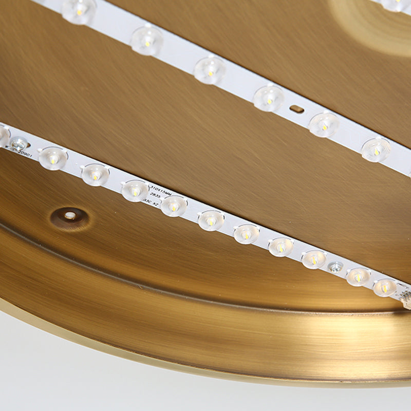 12"/16"/19.5" Dia Ultra Thin Drum Ceiling Flush Modern Brass LED Bedroom Flush Mount Light with Acrylic Diffuser in Warm/White