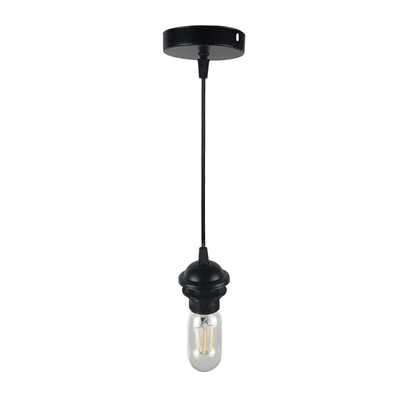 1 Kopf Mini -Anhängerbeleuchtung mit bloßen Glühbirnen Industrial Retro Schwarz/Weiß -Metallic Deckenhänge -Lampe