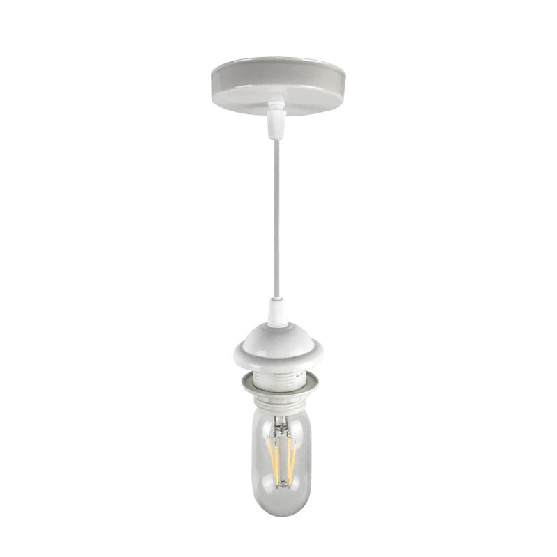 1 Kopf Mini -Anhängerbeleuchtung mit bloßen Glühbirnen Industrial Retro Schwarz/Weiß -Metallic Deckenhänge -Lampe