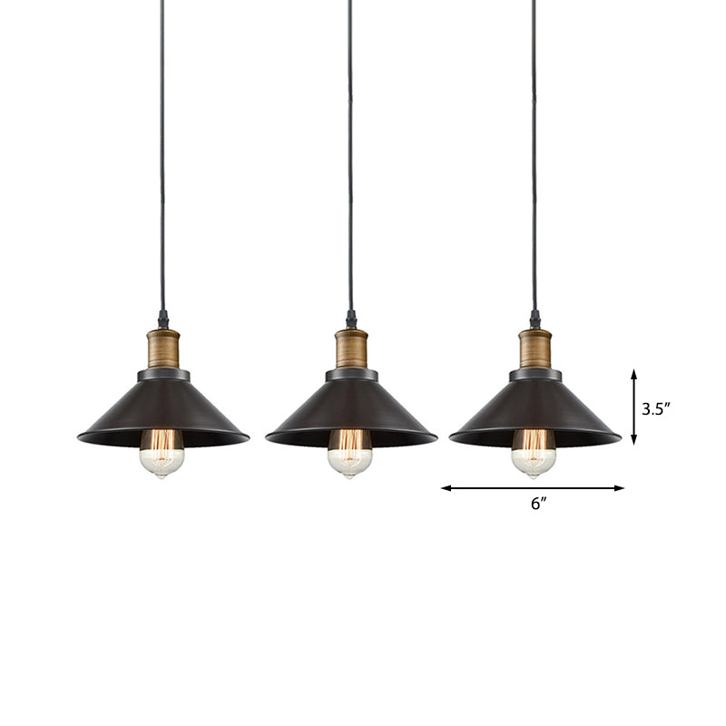 3 Pack Cone Shade Restaurant Anhänger leichte Vintage Metal 1 Hellschwarz Hanging Deckenleuchte