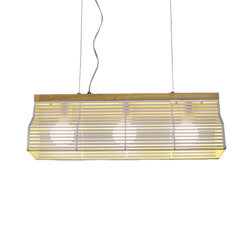 Iluminación lineal de isla lineal en blanco/negro estilo moderno de metal de 3 luces e isla de madera luz colgante para comedor