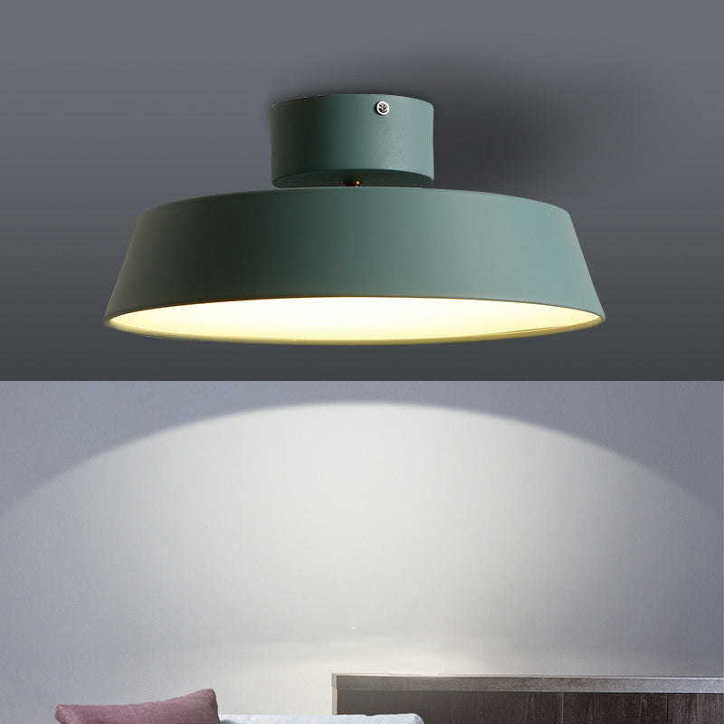 Contemporary Barn Semi Mount Lighting 1 Light Metal Rotatable Ceiling Light Fixture with Acrylic Diffuser in White/Green