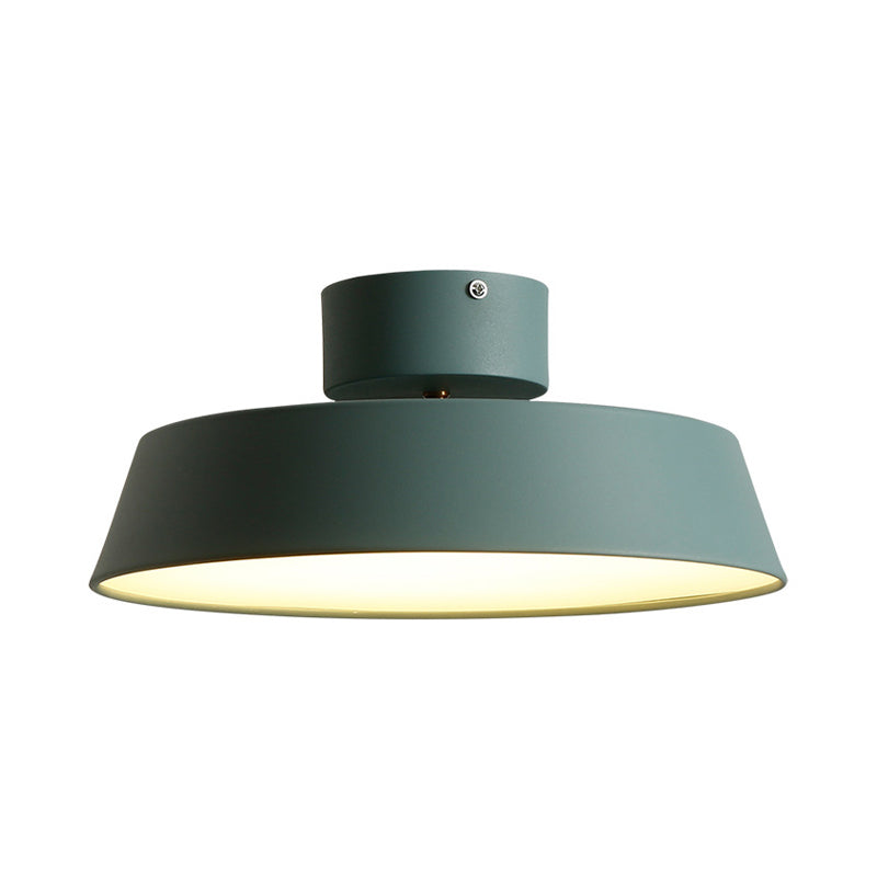 Contemporary Barn Semi Mount Lighting 1 Light Metal Rotatable Ceiling Light Fixture with Acrylic Diffuser in White/Green