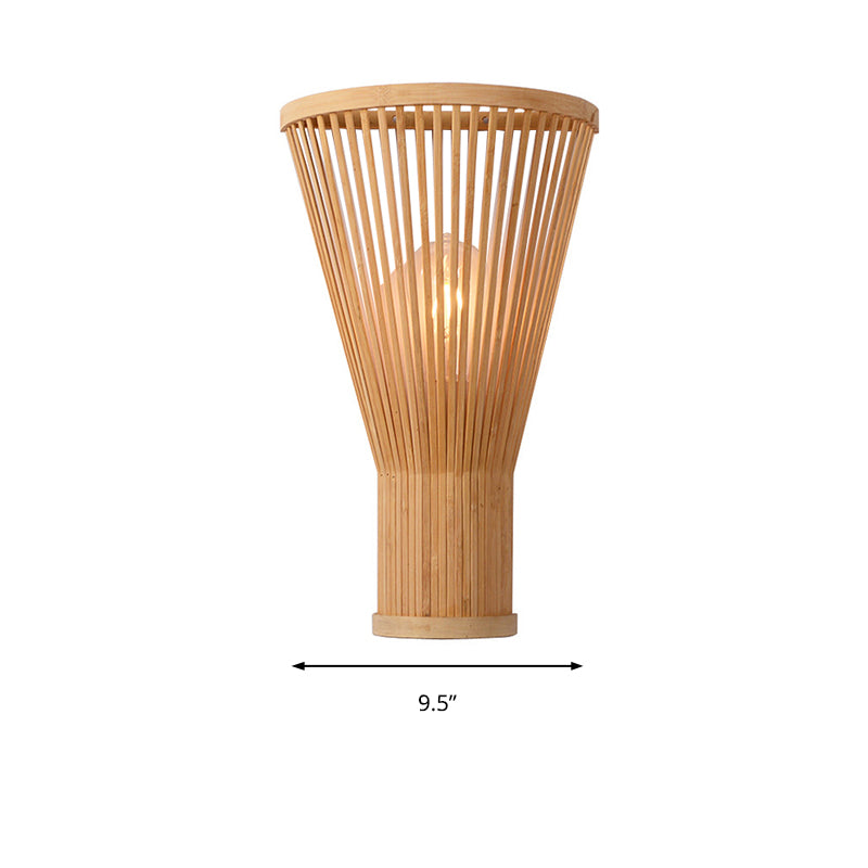Lámpara de apliques de pared de bambú hecha a mano estilo asiático 1-bulb beige iluminación de pared para cama