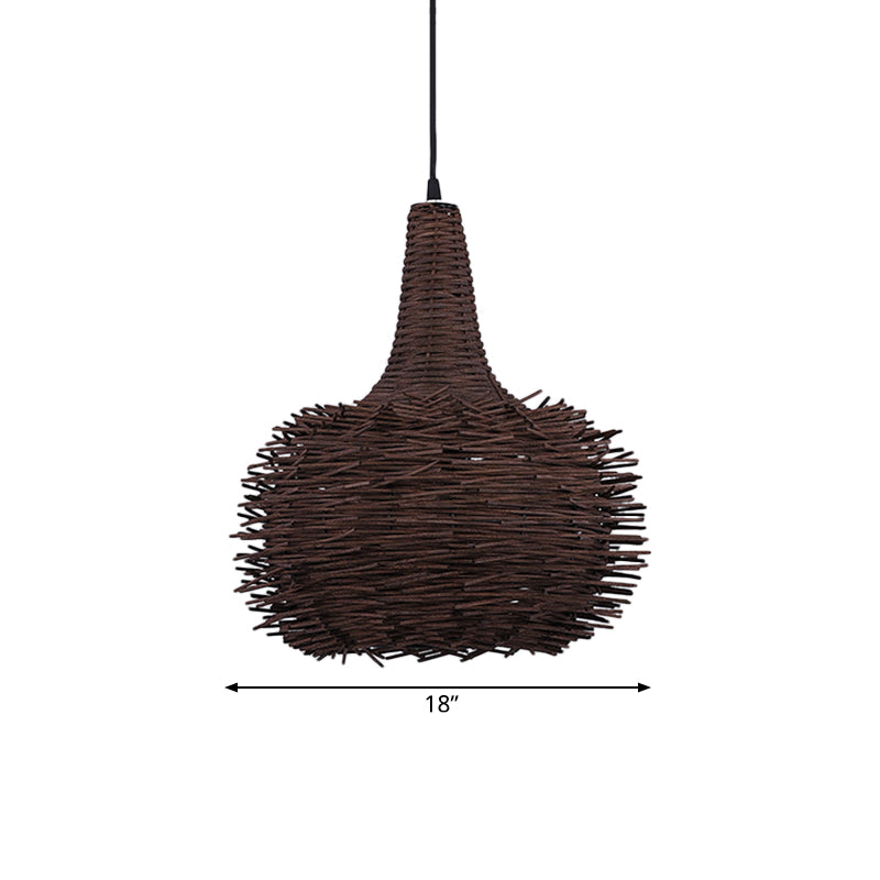 Bruin vogelnest hangende hanger rustiek 1 licht bamboe suspensielamp voor woonkamer theehuis