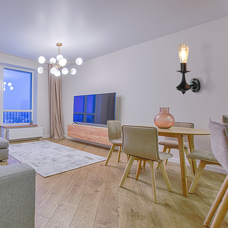 Metallic schwarze Wandleuchte Licht exponierte Glühbirne 1/2-Licht Industrie Vintage Wandmontage Licht für Wohnzimmer