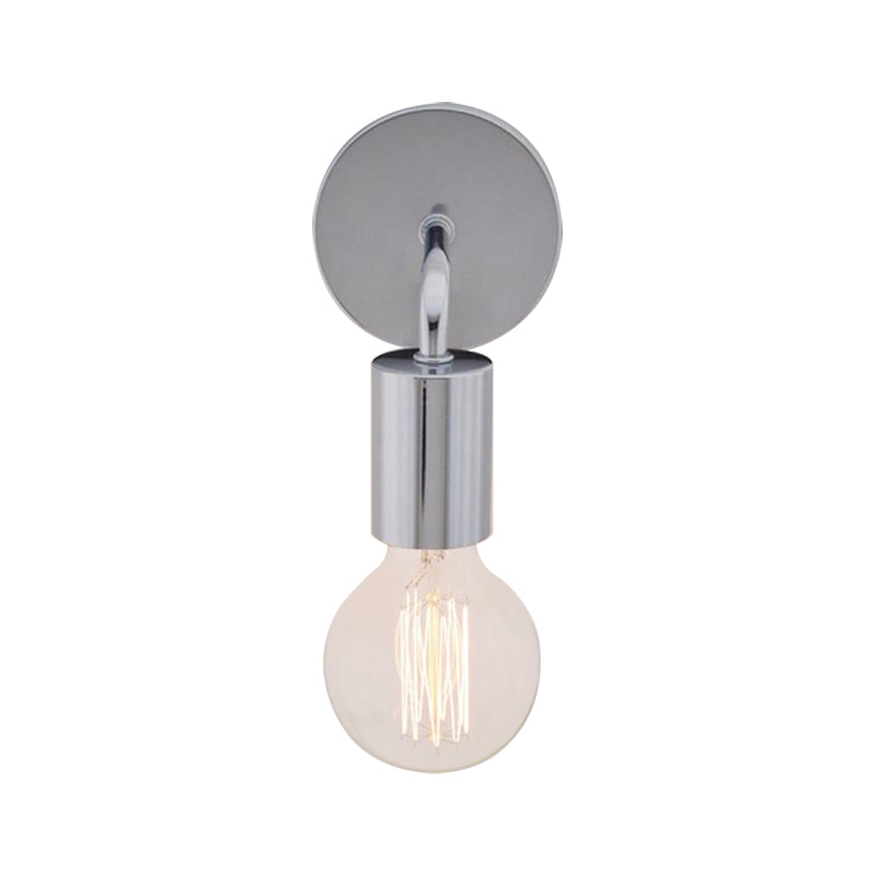 Iluminación de pared de dormitorio en ángulo de estilo retro metálico 1 bombilla blanca/acabado cromado lámpara de aplastamiento