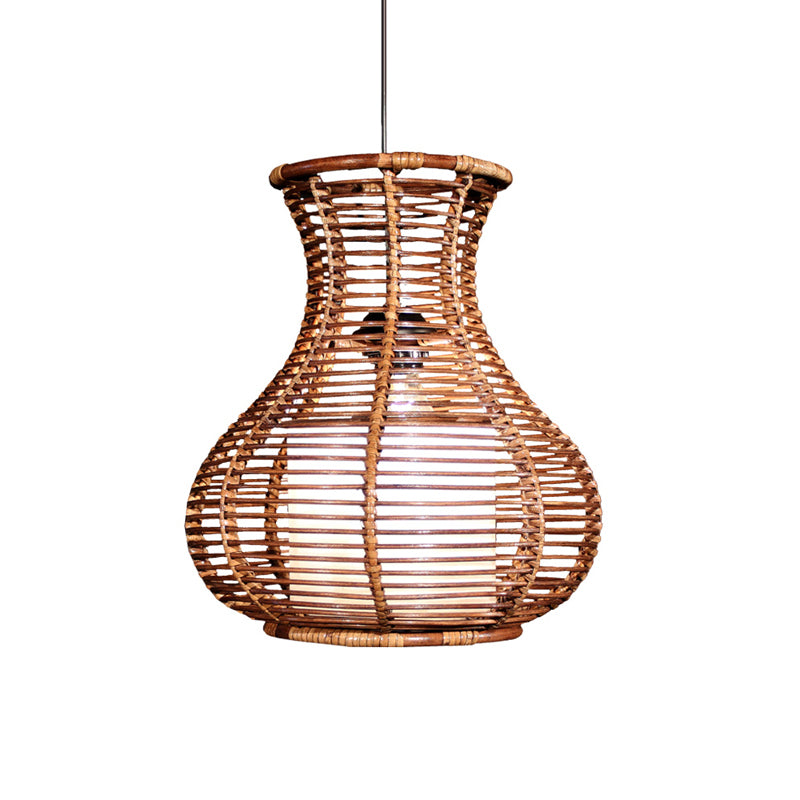 Japanische Vase Rattan Hängende Leuchten 1-Licht-Suspension Anhänger in Brown für das Restaurant Cafe