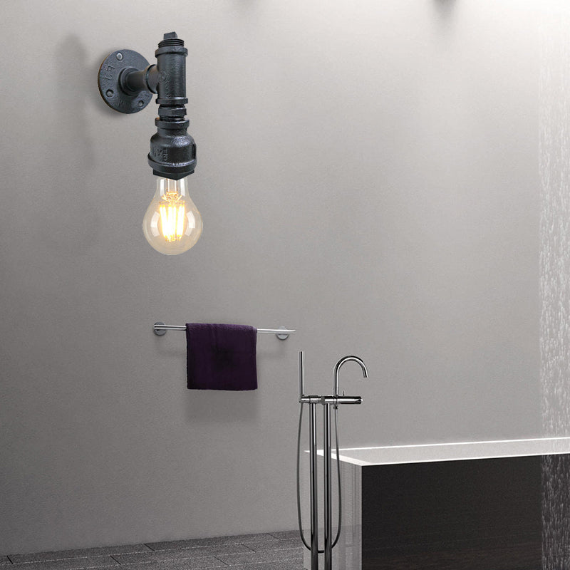 1 Éclair de murs de fer léger Éclairage industriel noir / argent vieilli en argent nu.