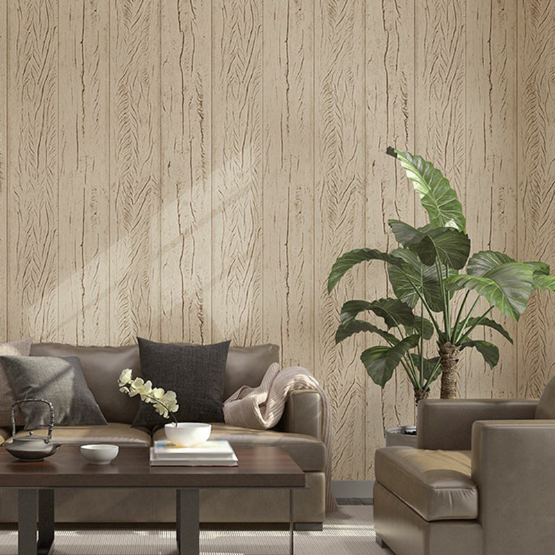 Wood Board Look Wallpaper Roll Dark Color Countryside Wall Decoration for Garage