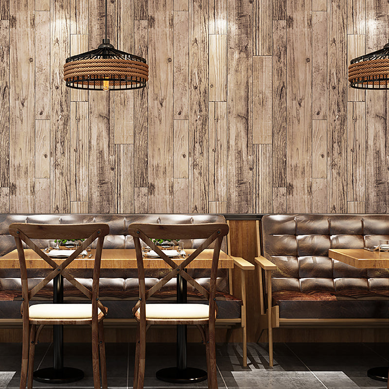 Rural Repurposed Wood Wallpaper for Restaurant 33' x 20.5" Wall Art in Dark Color