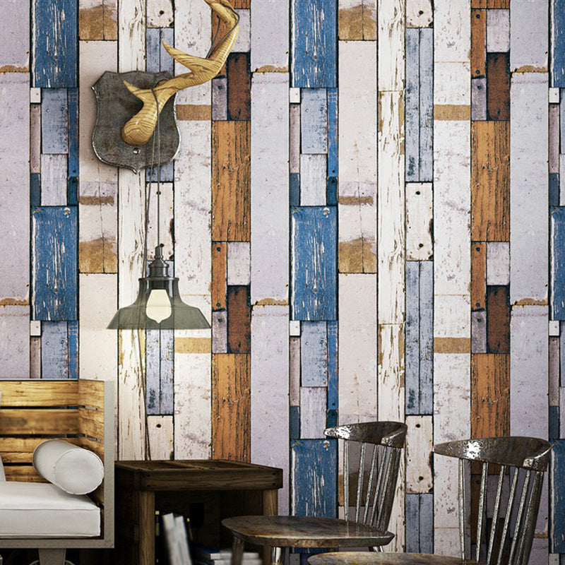 PVC Washable Wallpaper Countryside Repurposed Wood Planks Wall Covering for Living Room