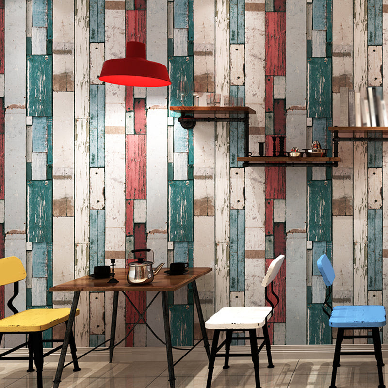 PVC Washable Wallpaper Countryside Repurposed Wood Planks Wall Covering for Living Room