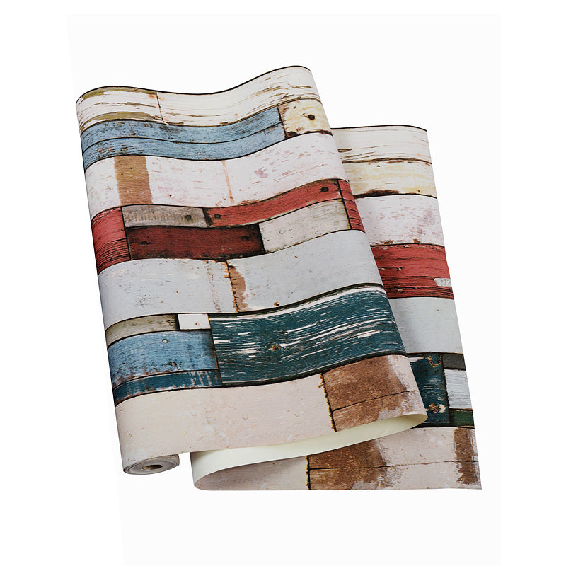 PVC Washable Wallpaper Countryside Repurposed Wood Planks Wall Covering for Living Room