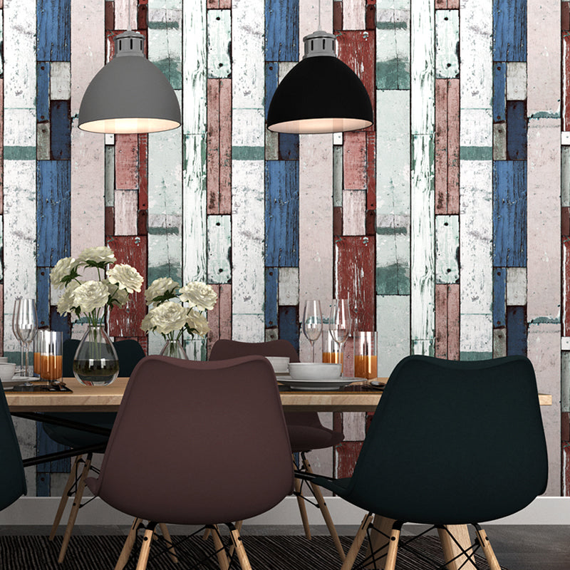 PVC Washable Wallpaper Countryside Repurposed Wood Planks Wall Covering for Living Room