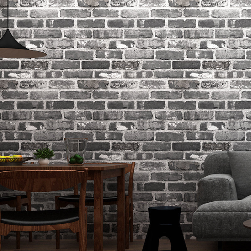 Industrial Brick Wallpaper Roll Dark Color Dining Room Wall Decor, 33' L x 20.5" W