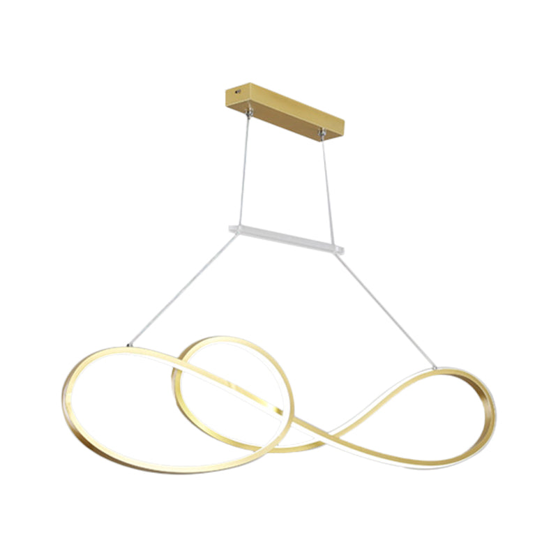 Metalen gedraaide lijn hanger kroonluchter Noordse stijl zwart/wit/gouden LED -slinger lamp voor eetkamer, warm/wit licht