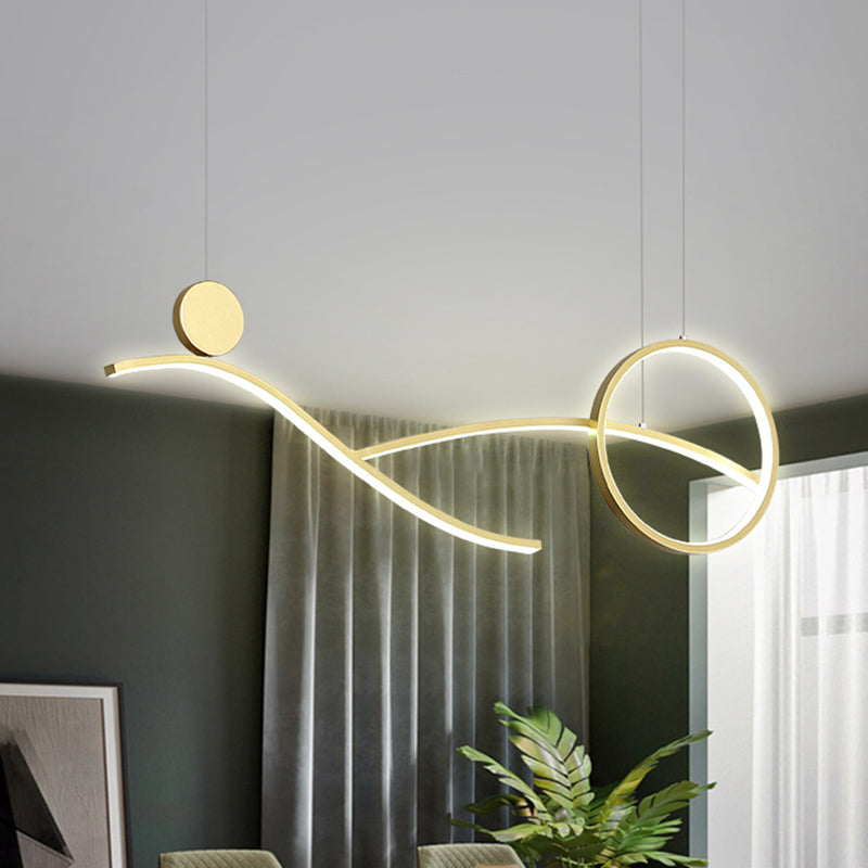 Cerchio e ramifica la semplicità di illuminazione in modo metallico in bianco/nero/oro lampadario appeso a LED in luce calda/bianca