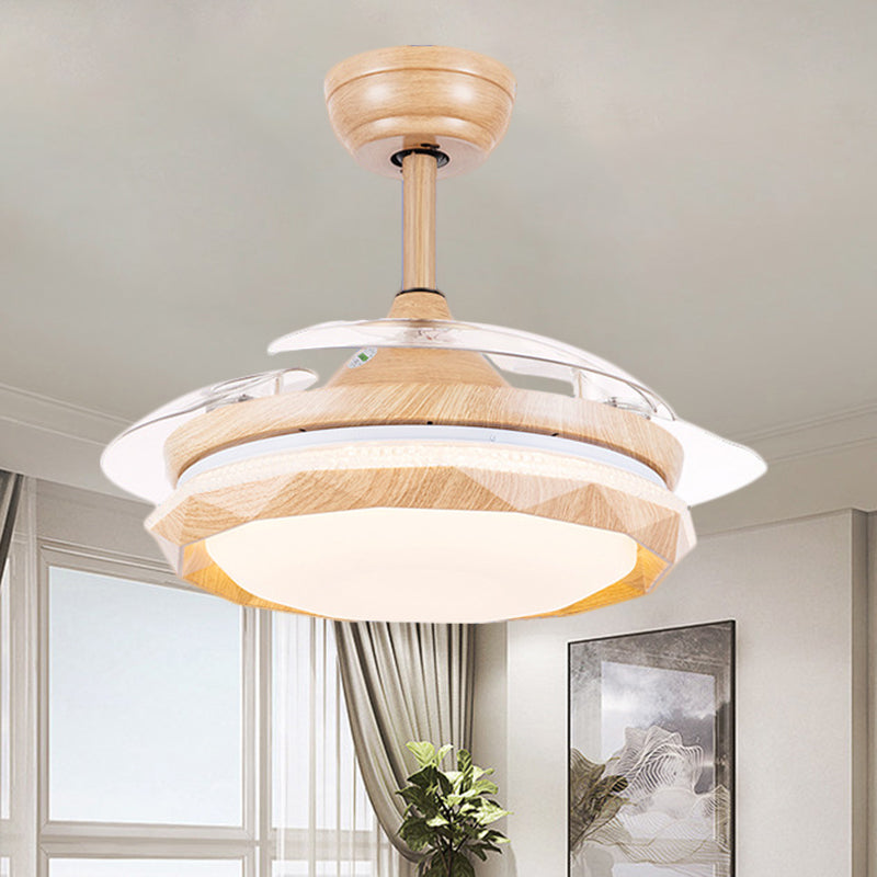 Acrilico sfaccettato a soffitto della ventola modernista in legno a 3 pale a filo a filo, largo 42 "