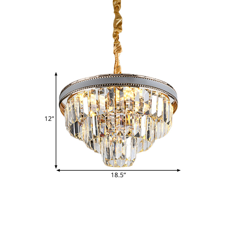 16/6 lichten taps toelopend hangende kroonluchter modern helder kristal prisma plafond hanger lamp, 31,5 "/18,5" breed