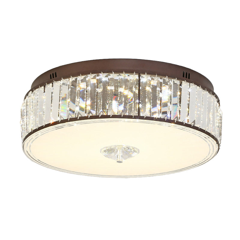 Clear Drum Flush Mount LED Licht Zeitgenössischer Stil Kristall Schlafzimmer Flushmount Deckenleuchte, 19.5"/23.5" breit