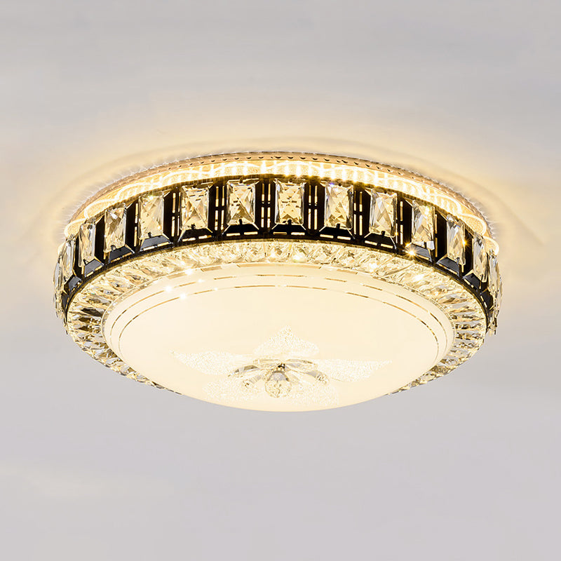 Black LED Flush Mount Lamp Moderne Crystal Dome in der Nähe von Deckenleuchte für Schlafzimmer