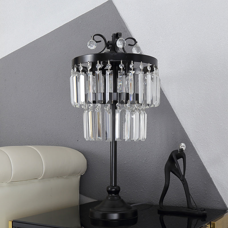 Lámpara de mesa de tambor de doble capa cristal
