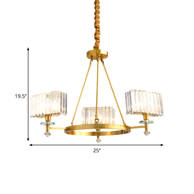 3/6 lampen Suspensie Verlichting Hedendaagse Cuboid Crystal Pendant Kroonluchter in goud