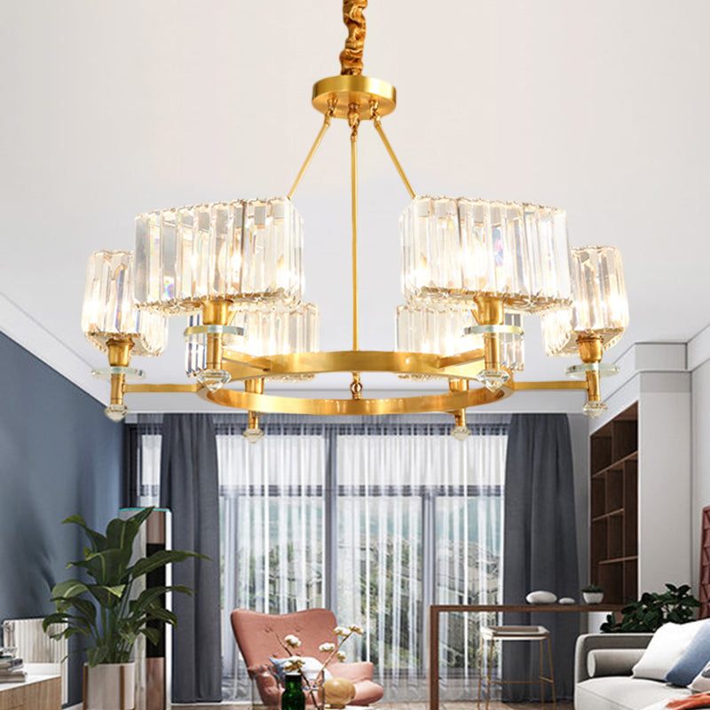 3/6 lampen Suspensie Verlichting Hedendaagse Cuboid Crystal Pendant Kroonluchter in goud