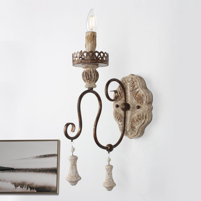1/2-Light Candle Style Wall Mount Lighting Antiqued Bronze Metal Wall Lamp for Bedroom